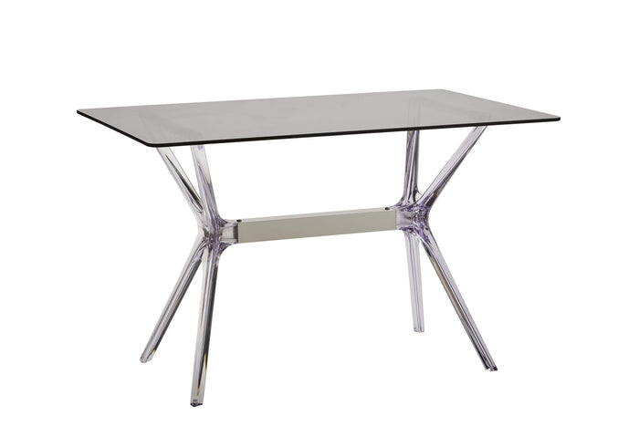 Tavolo in polipropilene trasparente e vetro trasparente fume' l.120x h.76 p.80