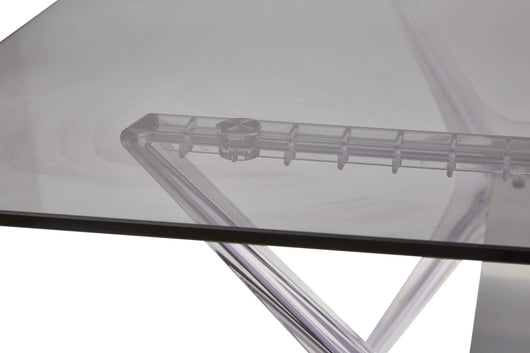 Tavolo in polipropilene trasparente e vetro trasparente fume' l.160x h.76 p.80