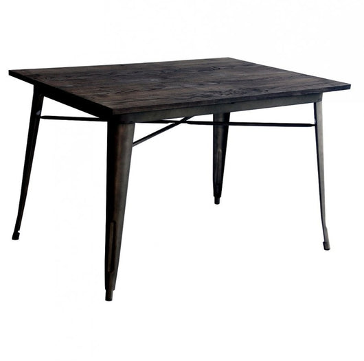 Tavolo rettangolare con piano in legno wenge con struttura metallo canna di fucile l. 120 h. 75 p. 80