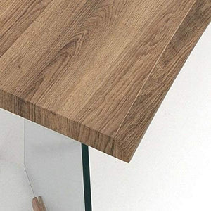 Tavolo fisso impiallacciato  base vetro misura l.180 p.90 h.76