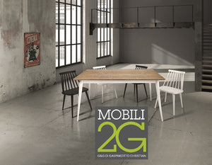 Tavolo allungabile in abete spazzolato naturale/laccato 140x85