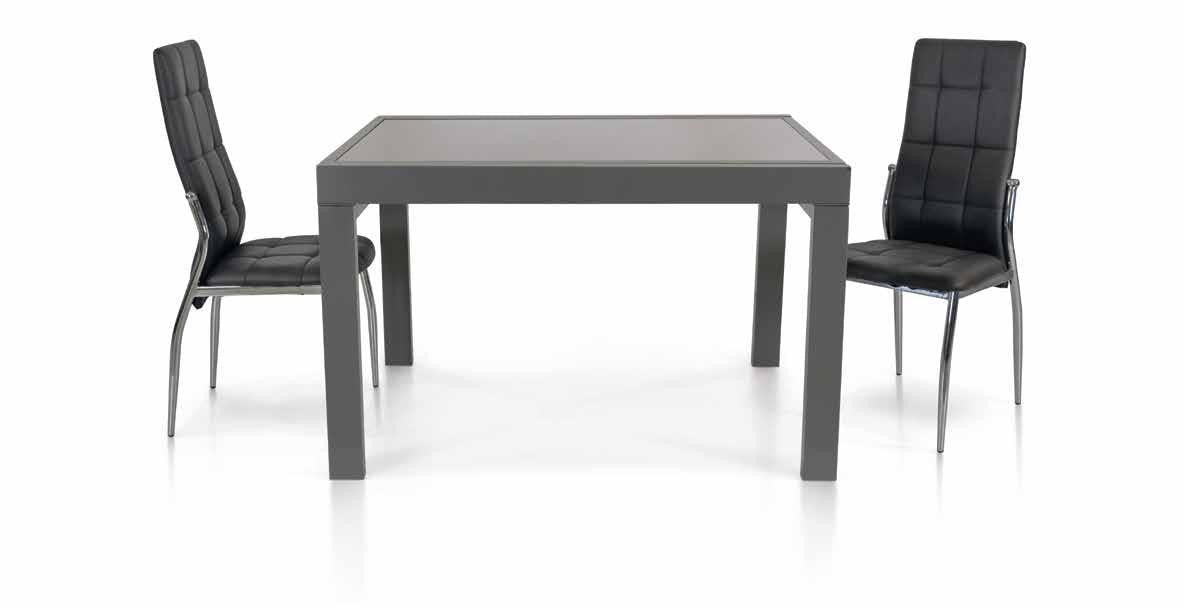 Tavolo allungabile vetro grigio base metallo grigio misura 90x90 h.75