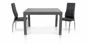 Tavolo allungabile vetro grigio base metallo grigio misura 90x90 h.75