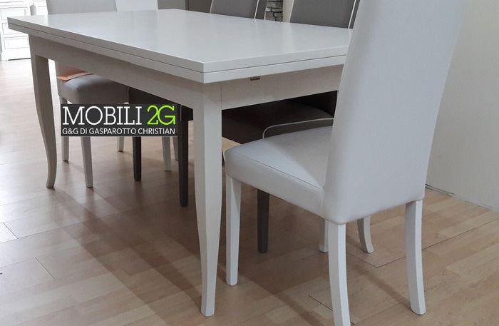 Tavolo con allunghe 120x80 bianco opaco (1004) - Mobili 2G