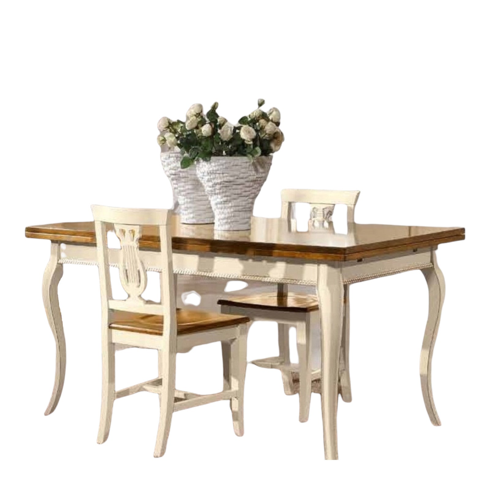 Tavolo rettangolare in legno allungabile 160x85 finitura bicolore - Mobili 2G