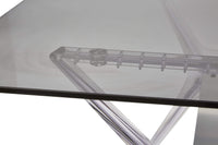 Tavolo in polipropilene trasparente e vetro trasparente fume' l.140x h.76 p.80
