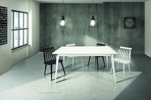 Tavolo allungabile in abete spazzolato laccato bianco 160x85