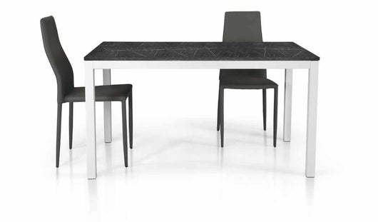 Tavolo a libro 90x90  piano nobilitato finitura marmo (aperto 180x90h.75)