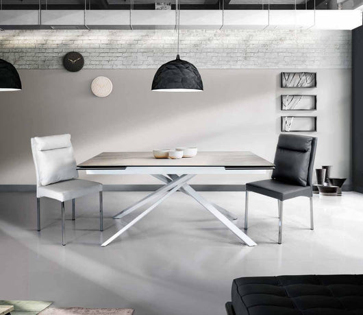 Tavolo big table piano vetro ceramica effetto marmo bianco misura l.160 p.90 h.76(aperto 240 cm)