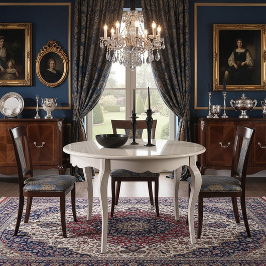 Tavolo rotondo bianco laccato shabby classico 100 h.78 - Mobili 2G