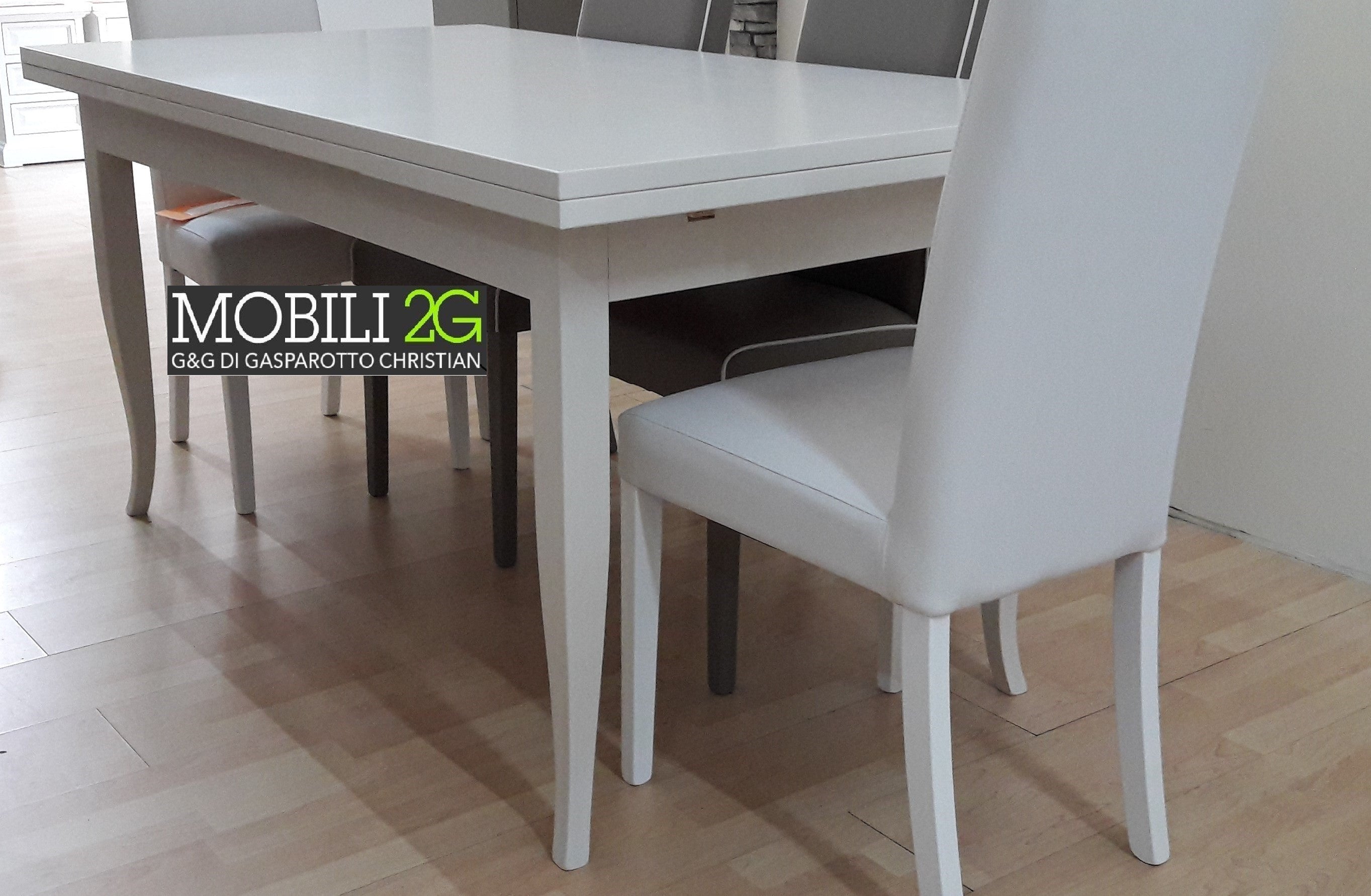 Tavolo con allunghe 160 x 85 bianco opaco