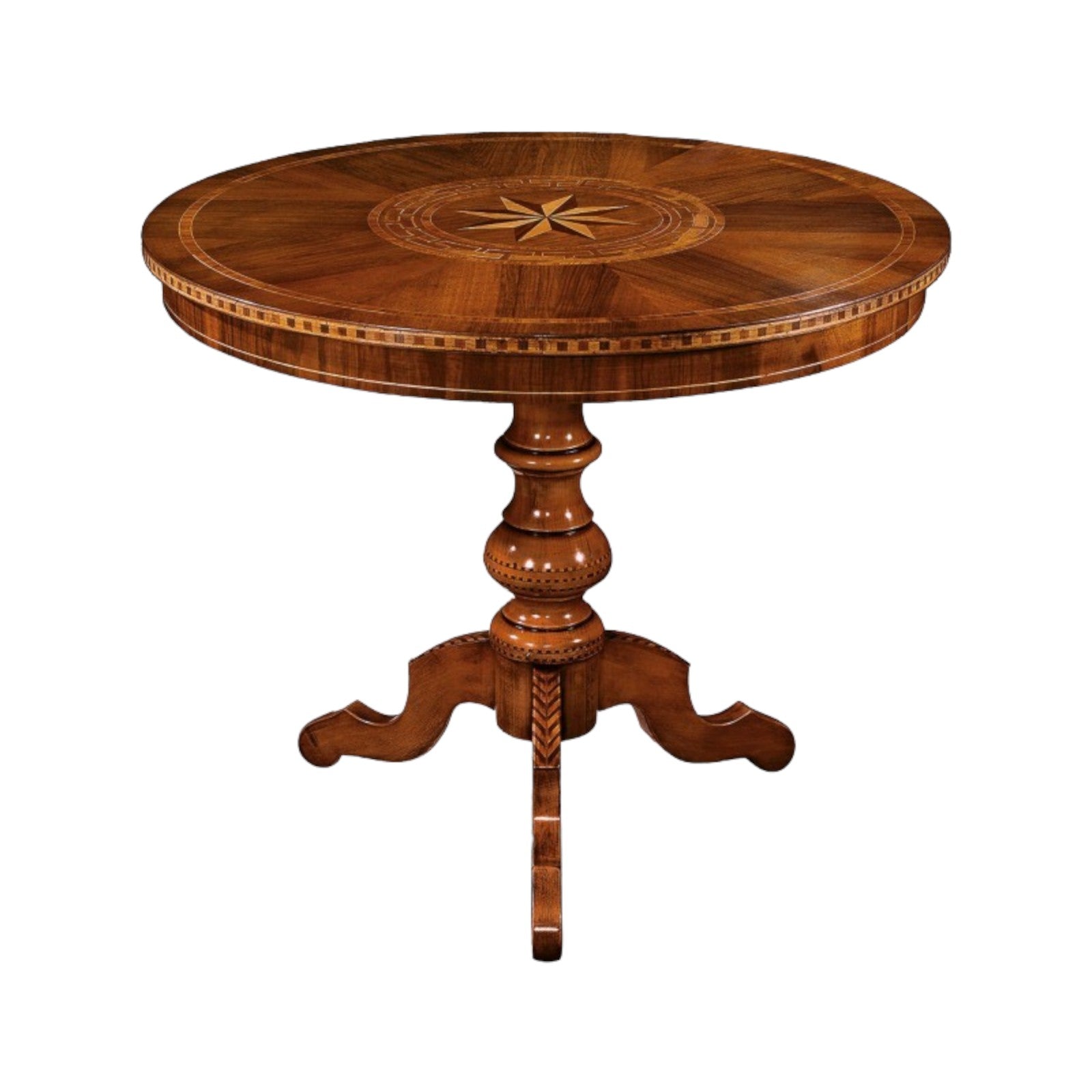 Tavolo rotondo in legno intarsiato misura diametro 90 h.78