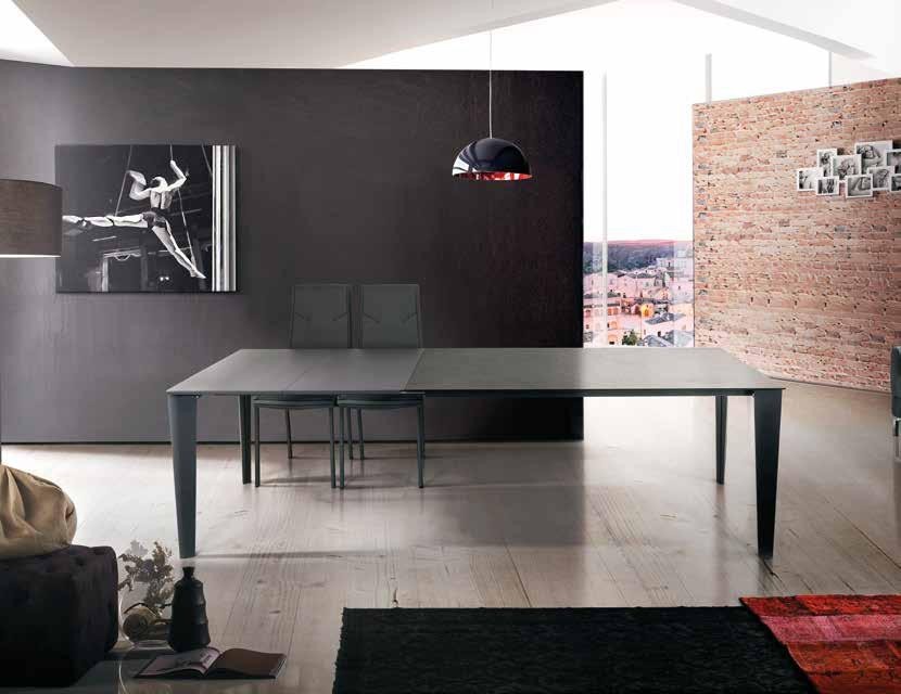 Tavolo in vetro grigio grafite allungabile misura l.160 p.90 h.77