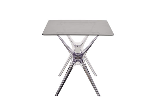 Tavolo in polipropilene trasparente e vetro trasparente fume' l.160x h.76 p.80