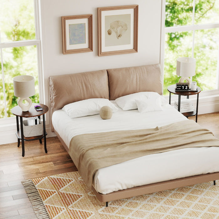 Tavolino industriale telaio metallo resistente soggiorno camera, Tavolino appoggio ripiano portaoggetti Marrone-Tavolini