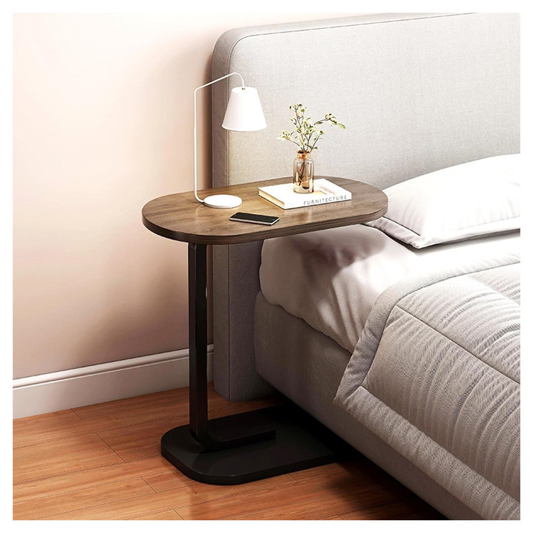 Trade Shop - Tavolino A Forma Di C Per Divano Soggiorno Camera Letto Moderno Portatile Tavolo - Legno Scuro