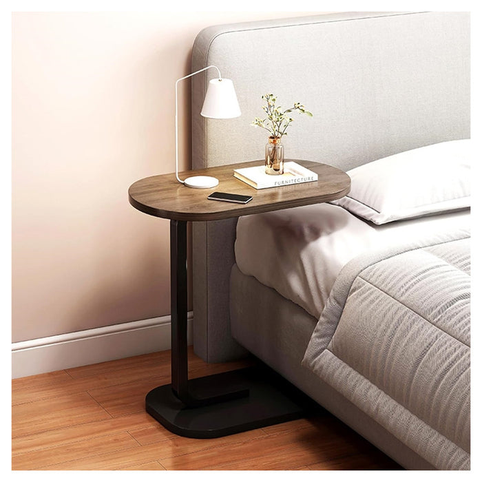 Trade Shop - Tavolino A Forma Di C Per Divano Soggiorno Camera Letto Moderno Portatile Tavolo - Legno Scuro