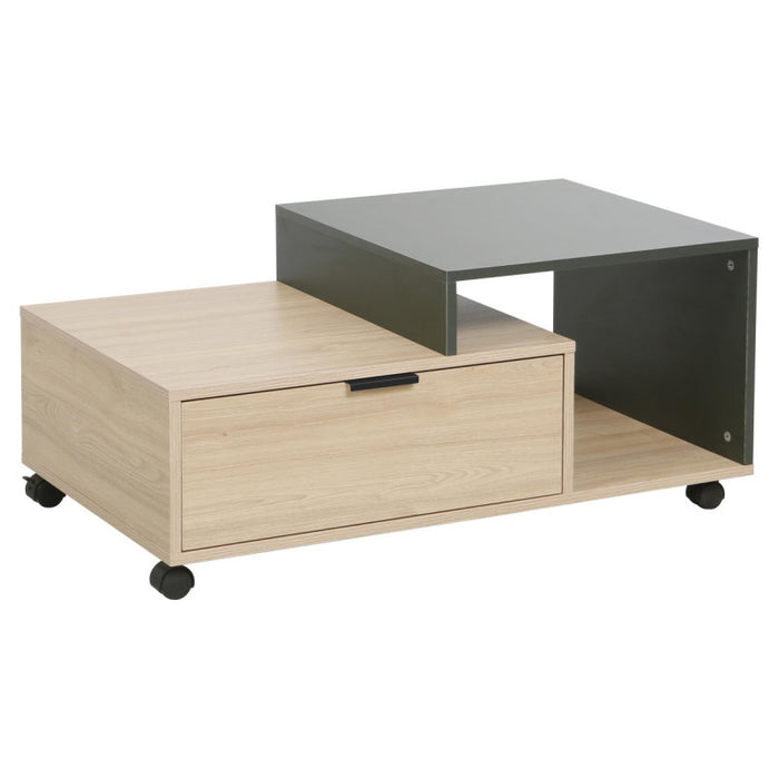 Tavolino Aladin 90x50x40cm Colore Naturale E Verde Scuro