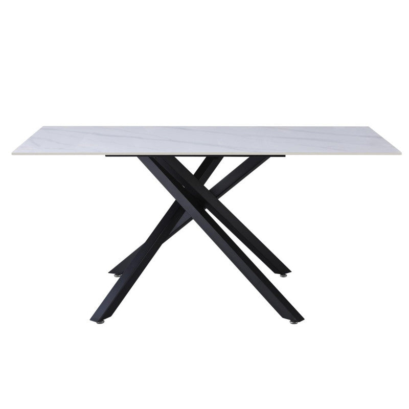 Tavolino Astor 100x60x50cm Top Ceramica Amica Bianco Marmorizzato