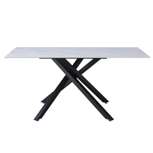 Tavolino Astor 100x60x50cm Top Ceramica Amica Bianco Marmorizzato