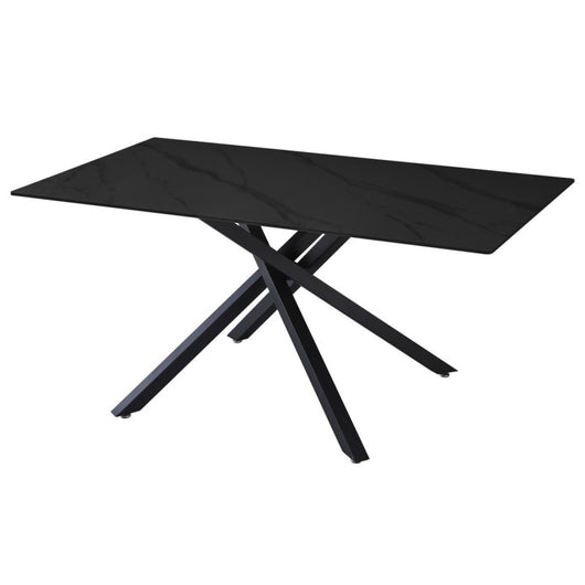 Tavolino Astor 100x60x50cm Top Ceramica Amica Nero Marmorizzato