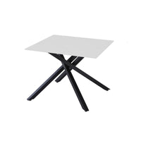 Tavolino Astor 50x50x45cm Top Ceramica Amica Bianco Marmorizzato