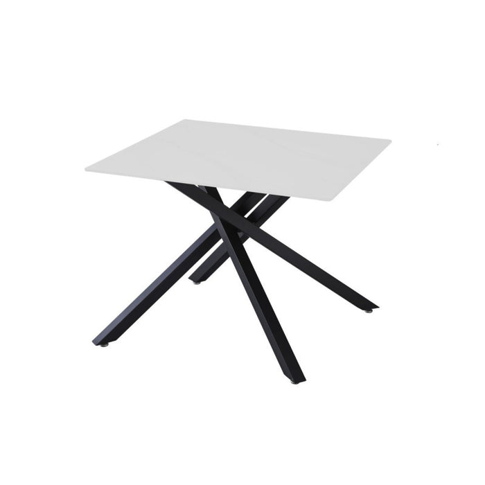 Tavolino Astor 50x50x45cm Top Ceramica Amica Bianco Marmorizzato