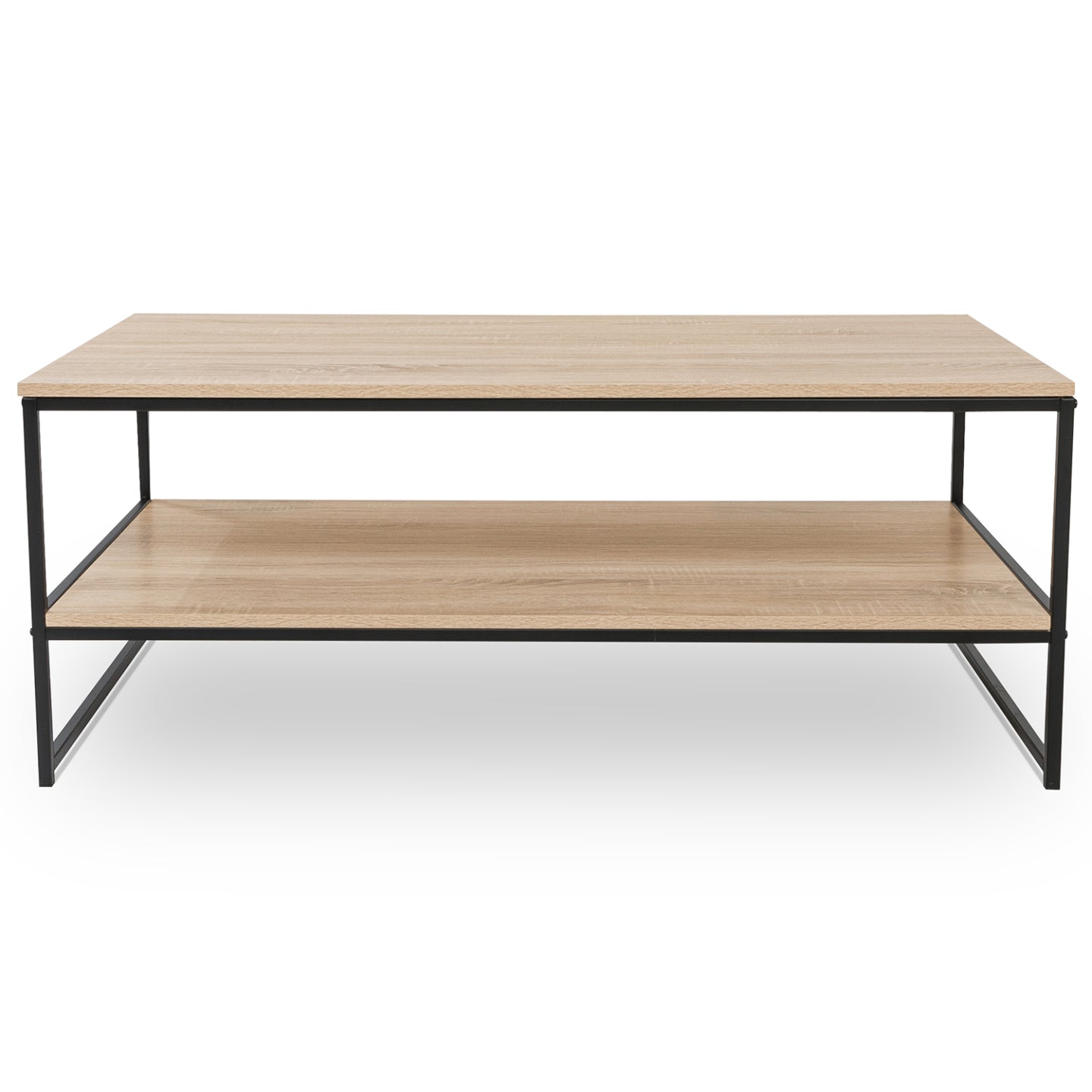 IDMarket - Tavolino basso DETROIT con doppio piano 113 cm design industriale