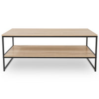 IDMarket - Tavolino basso DETROIT con doppio piano 113 cm design industriale