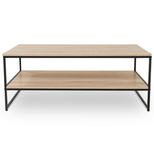 IDMarket - Tavolino basso DETROIT con doppio piano 113 cm design industriale