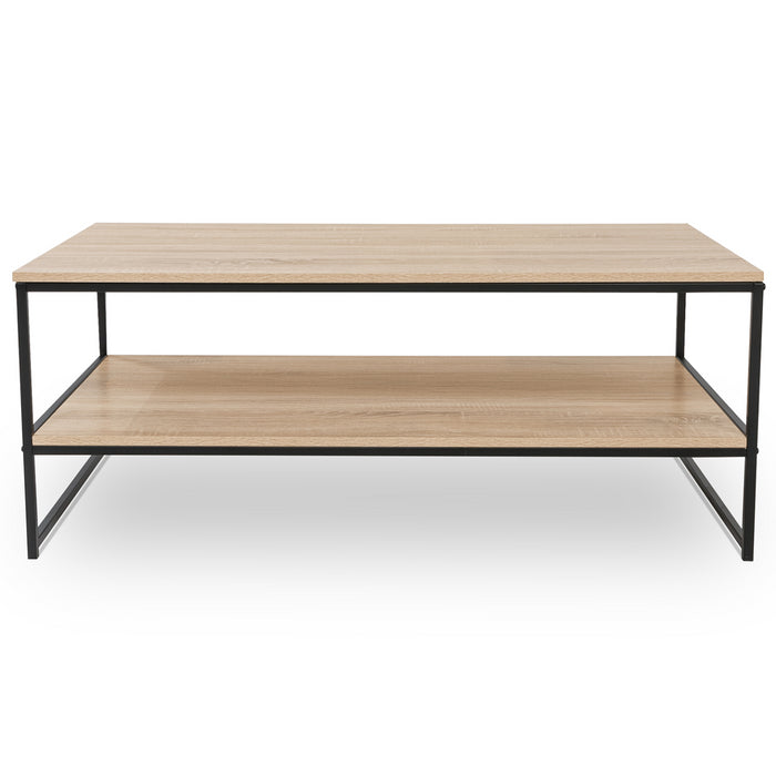 IDMarket - Tavolino basso DETROIT con doppio piano 113 cm design industriale