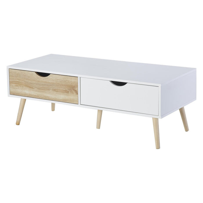 Tavolino Bolt 2 Cassetti 120x54x34 Bianco/naturale