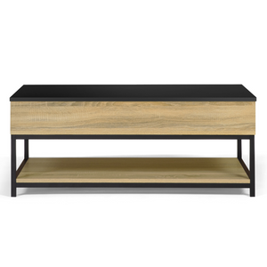 IDMarket - Tavolino BOSTON con piano rettangolare integrale sollevabile e ripiano inferiore dal design industriale