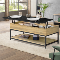 IDMarket - Tavolino BOSTON con piano rettangolare integrale sollevabile e ripiano inferiore dal design industriale