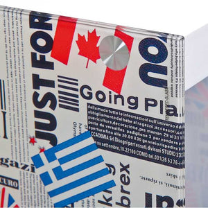 Tavolino / comodino Inter Link in mdf laccato bainco e laterali in vetro