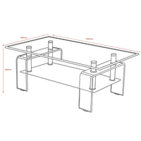 Tavolino con due ripiani in vetro nero fumè Crystal 100x60x39h