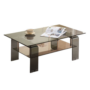 Tavolino con due ripiani in vetro nero fumè Crystal 100x60x39h