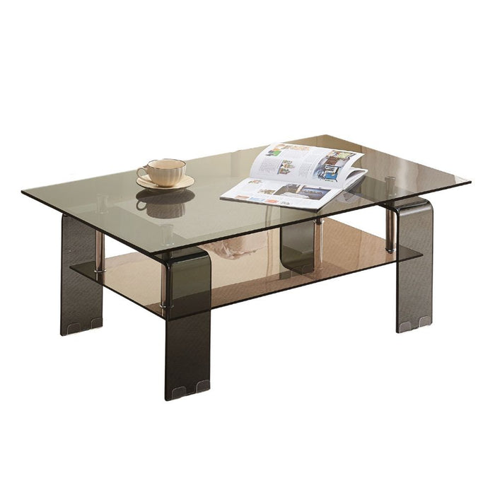 Tavolino con due ripiani in vetro nero fumè Crystal 100x60x39h