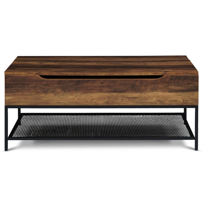 IDMarket - Tavolino con piano sollevabile, con ripiano superiore, design industriale HAMILTON