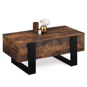 IDMarket - Tavolino con piano sollevabile in legno effetto invecchiato e nero PHOENIX