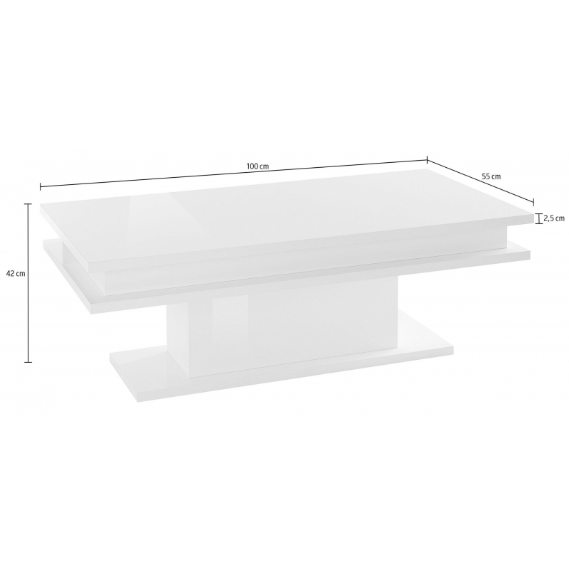 Tavolino da caffè Little Big – 100cm con LED – Bianco Lucido