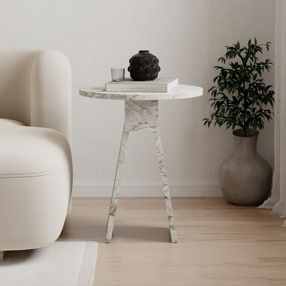 Tavolino da salotto Chen effetto marmo carrara bianco – Eleganza minimalista per ogni ambiente