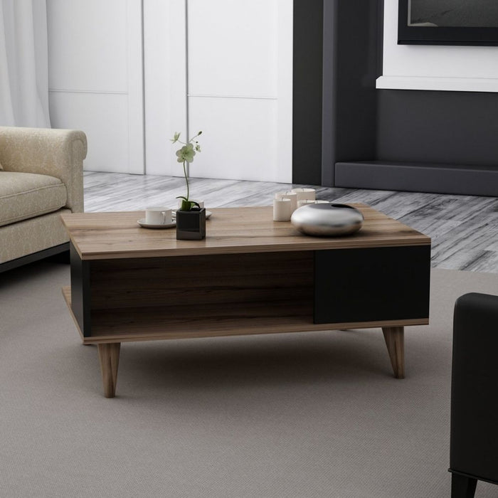 Tavolino da salotto da caffè nero e noce Lyontav