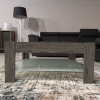 Tavolino da salotto dark coffee con doppio ripiano in vetro Homy