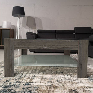 Tavolino da salotto dark coffee con doppio ripiano in vetro Homy