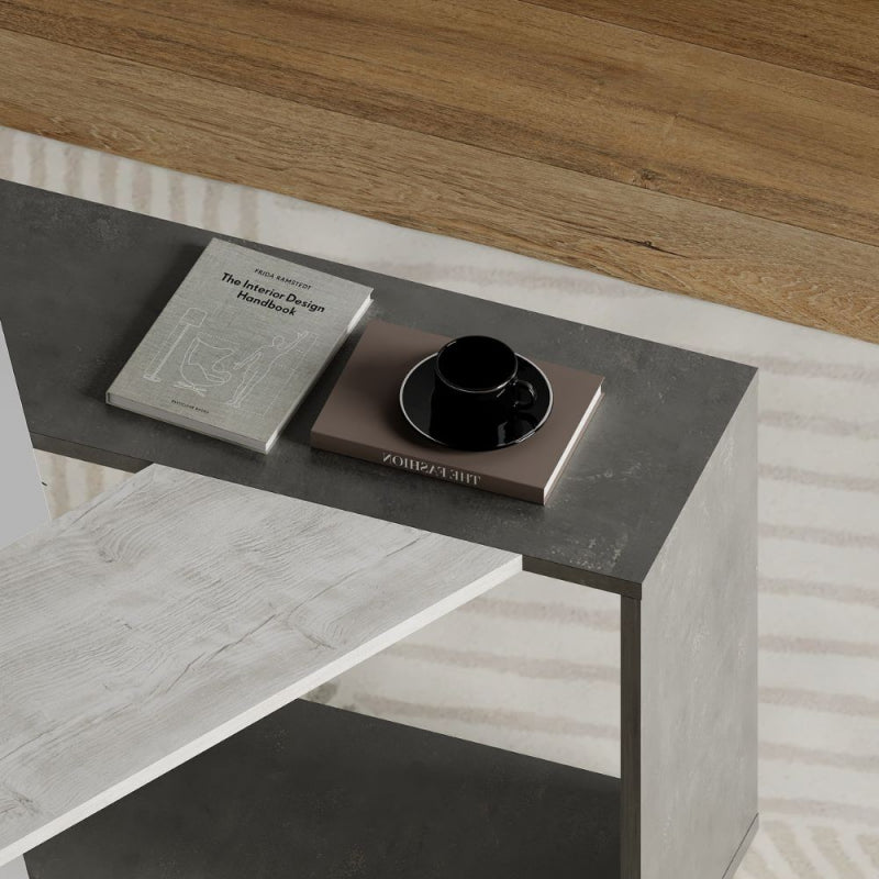 Tavolino da salotto Trio colore cemento bianco