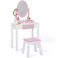 IDMarket - Tavolino da toilette per bambini BETTANY con specchio e sgabello