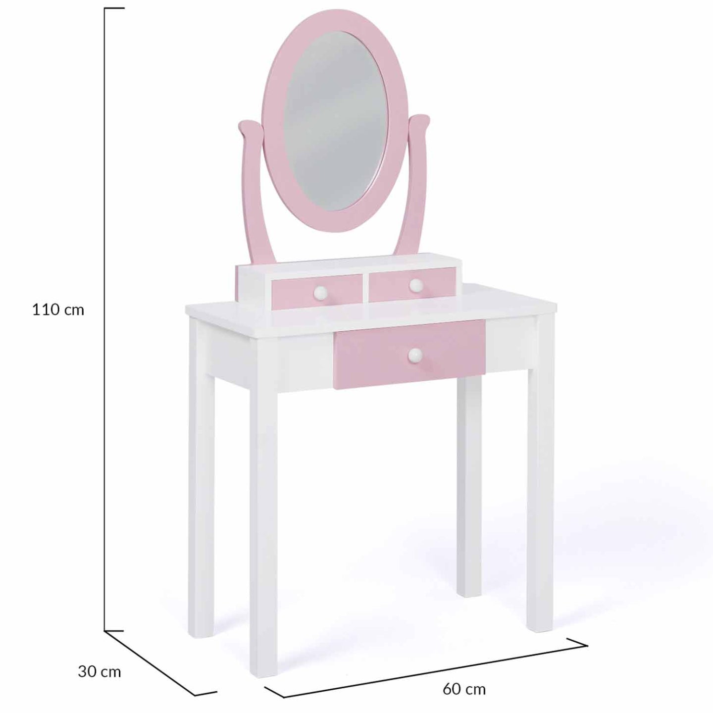 IDMarket - Tavolino da toilette per bambini BETTANY con specchio e sgabello