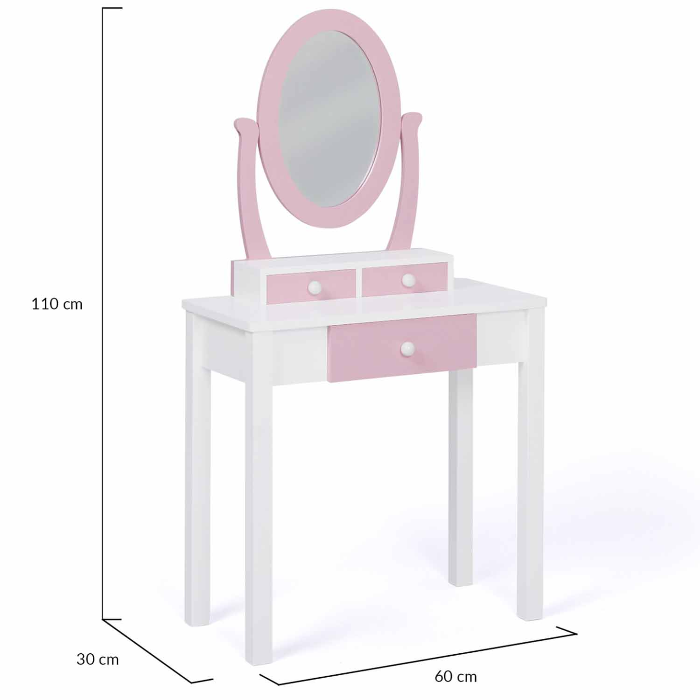 IDMarket - Tavolino da toilette per bambini BETTANY con specchio e sgabello