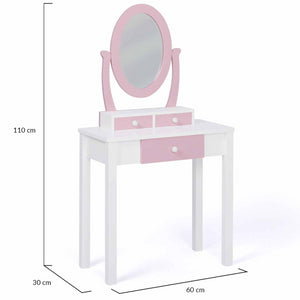 IDMarket - Tavolino da toilette per bambini BETTANY con specchio e sgabello